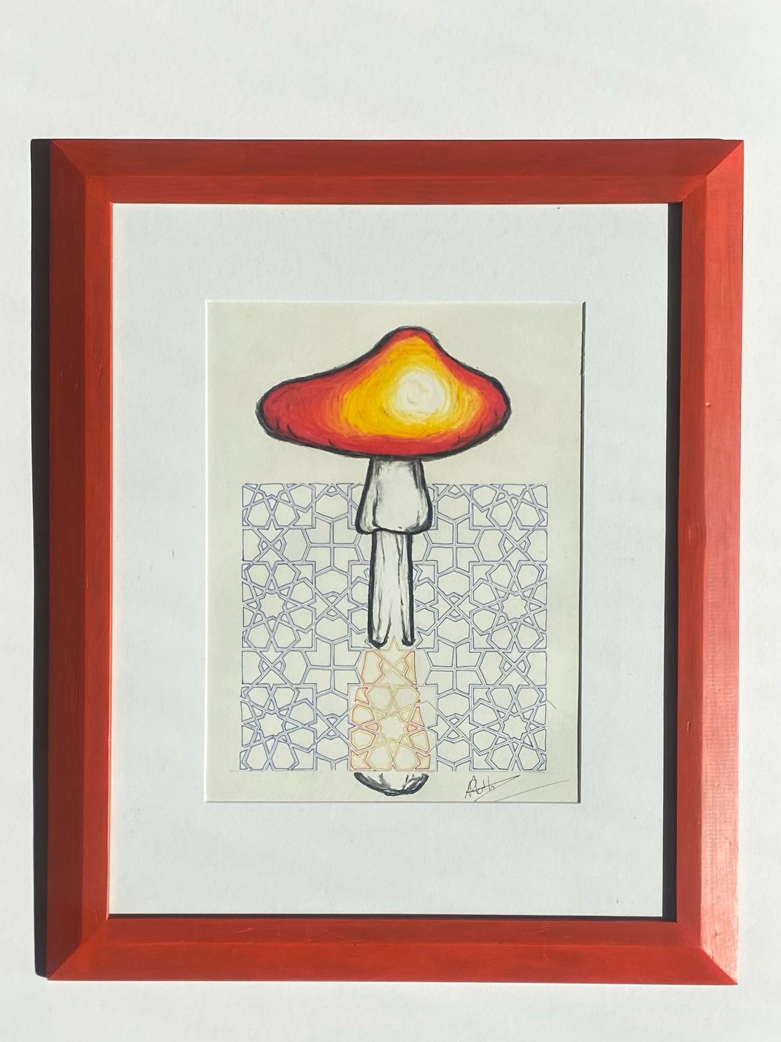 Rode paddestoel tekening van Arthur Roth